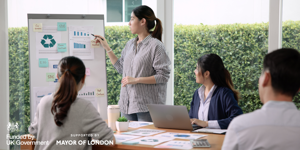 Make Sustainability Count Event Image with businesses having a meeting